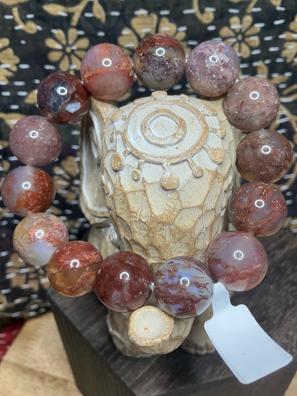 HQ and RARE Red Moss Agate with Sunstone 15mm